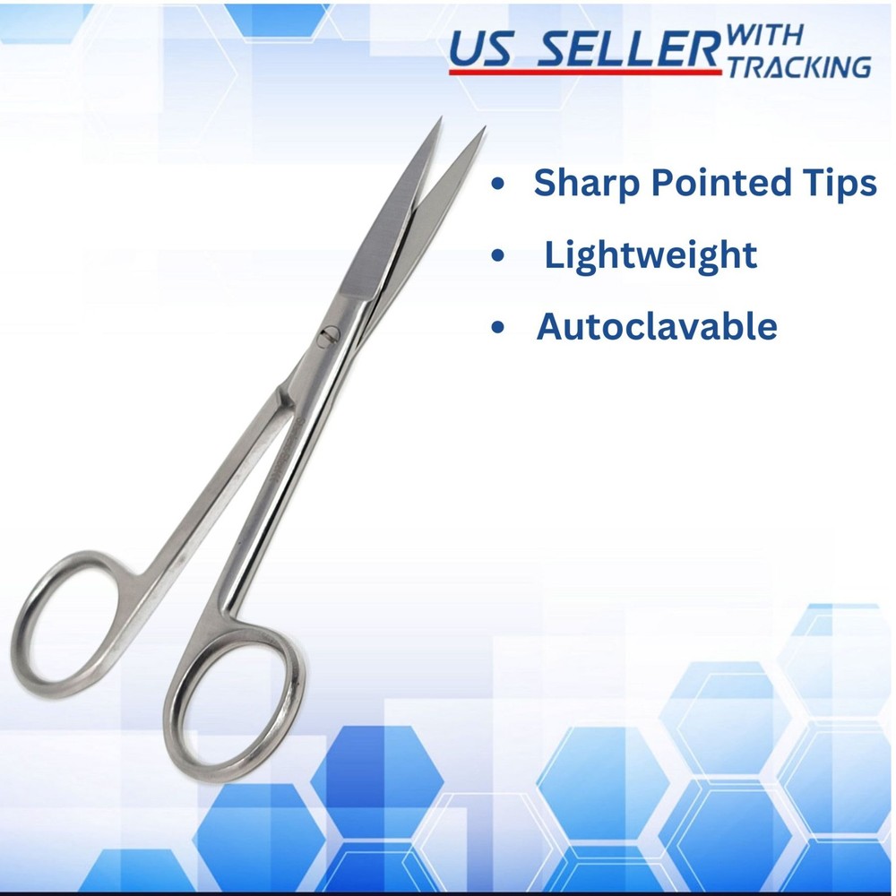 Operating Dissecting Surgical Scissors Straight 5.5" Sharp Edges Stainless.
