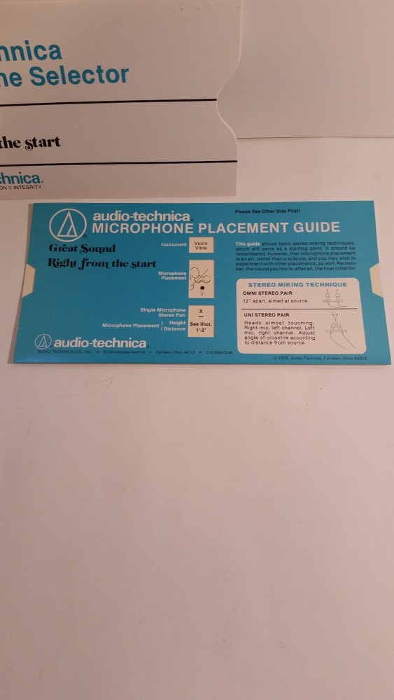 Vintage Audio-Technica Microphone Selector 1979