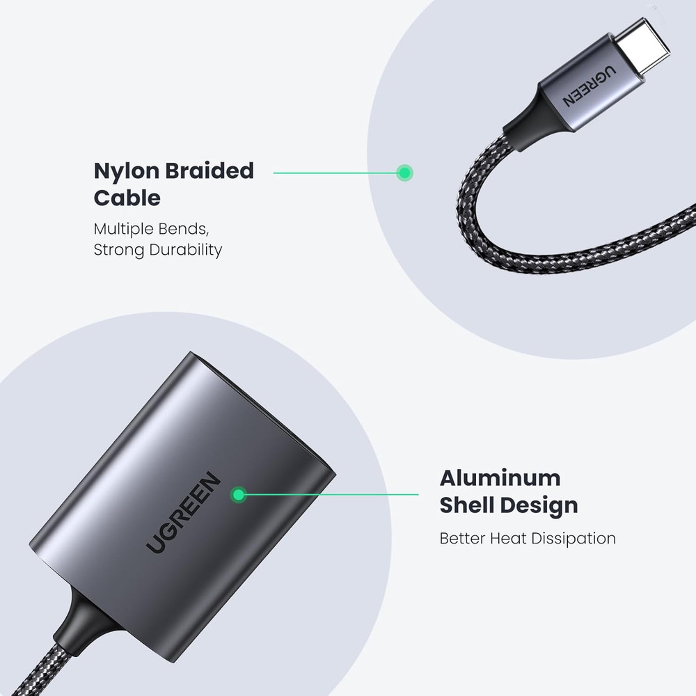 UGREEN USB C SD Card Reader for Micro SD, SDXC, Compatible with iPhone & MacBook