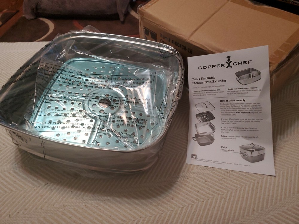 NEW! Copper Chef 2-in-1 Stackable Steamer/Pan Extender
