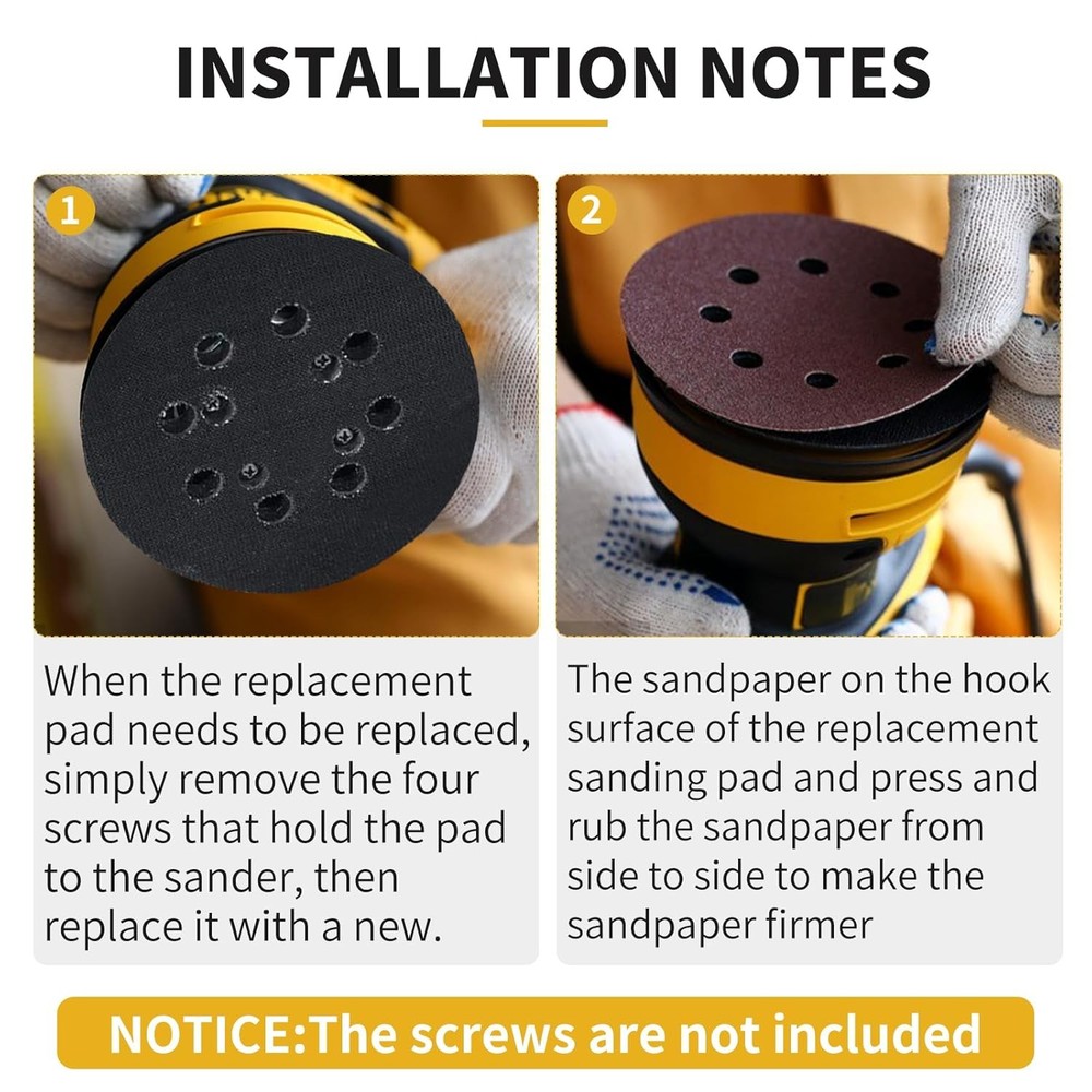2 Pack 5" 4-Screw Orbital Sander Pad Replacement Hook Loop for DWE64233 N329079