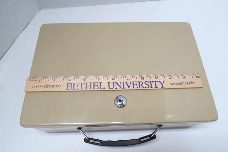 Small Security Box with 1 key, double-walled, insulated, Fire-resistant, beige
