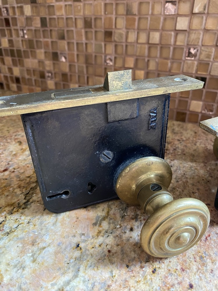 Antique / Vintage 2 Sets Solid Brass Door knob Hardware Set 🔥