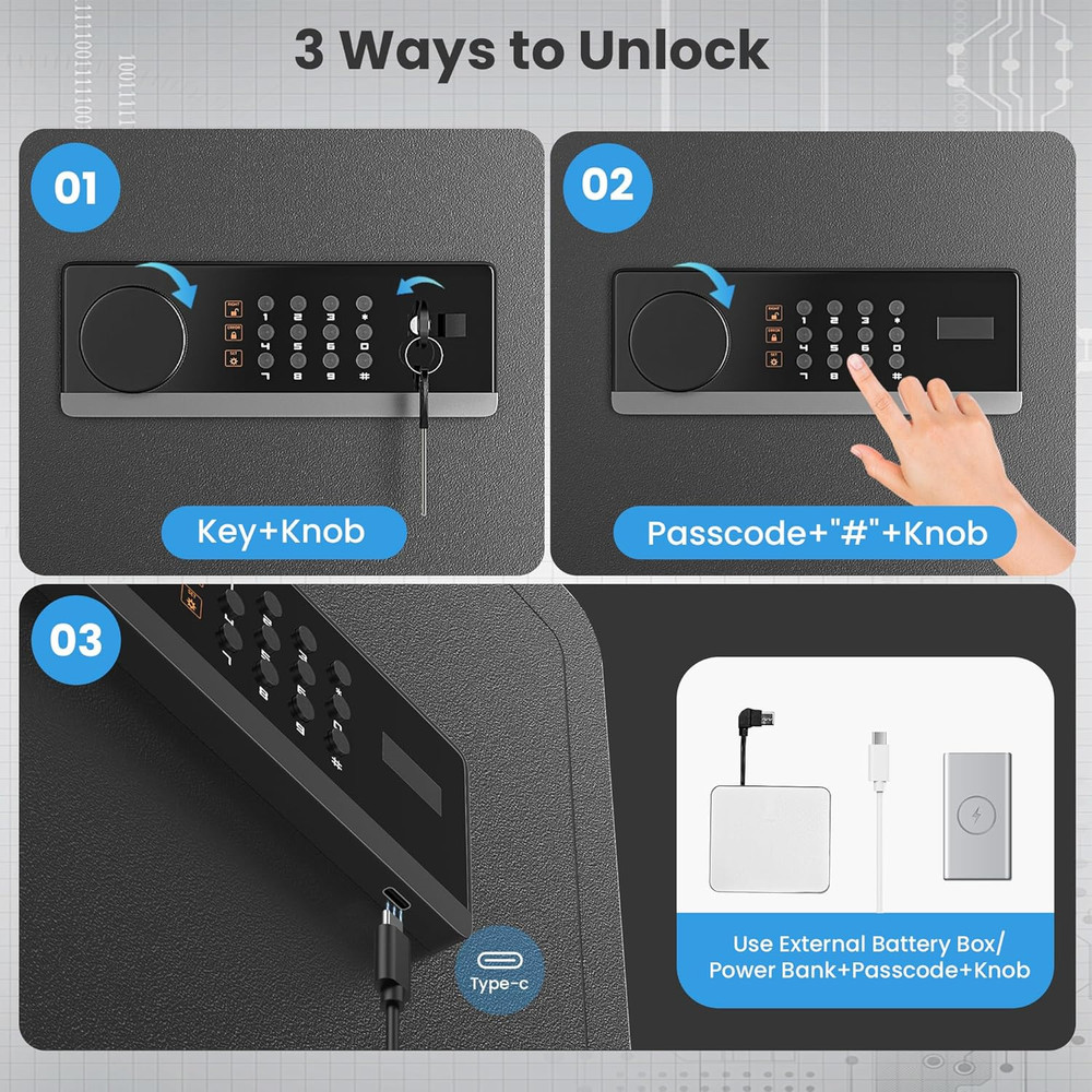 Fireproof Waterproof Safe Box with Digital Keypad & Adjustable Shelf, 1.4 Cu Ft