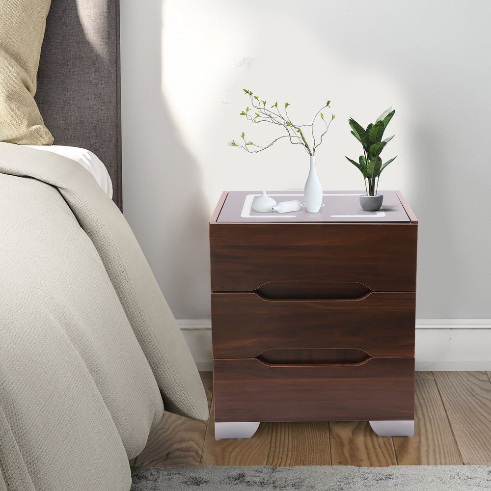 1x Modern Nightstand Table End Side Bedside Table Bedroom With 3 Drawers
