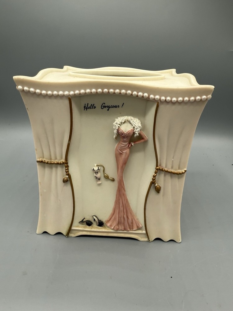 Glam Ceramic Tissue Box Cover ~ “Hello Gorgeous” / “B is for Bombshell” Vanity