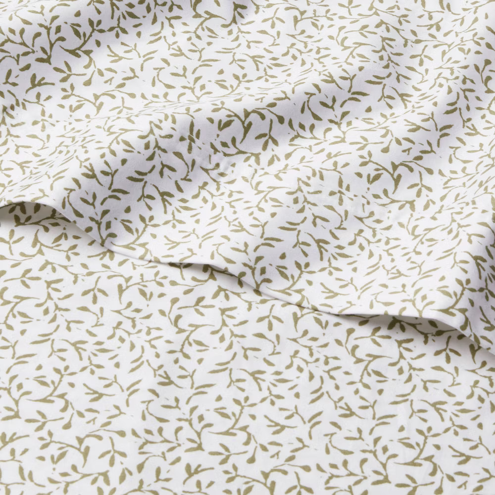 Queen Printed Performance 400 Thread Count Sheet Set Green Vine - Threshold: