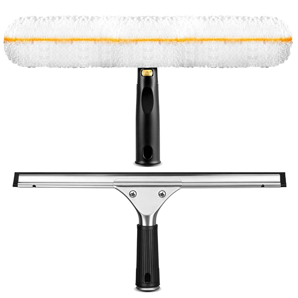 Window Cleaning Squeegee Kit- 14" & Microfiber 14 inches, Orange