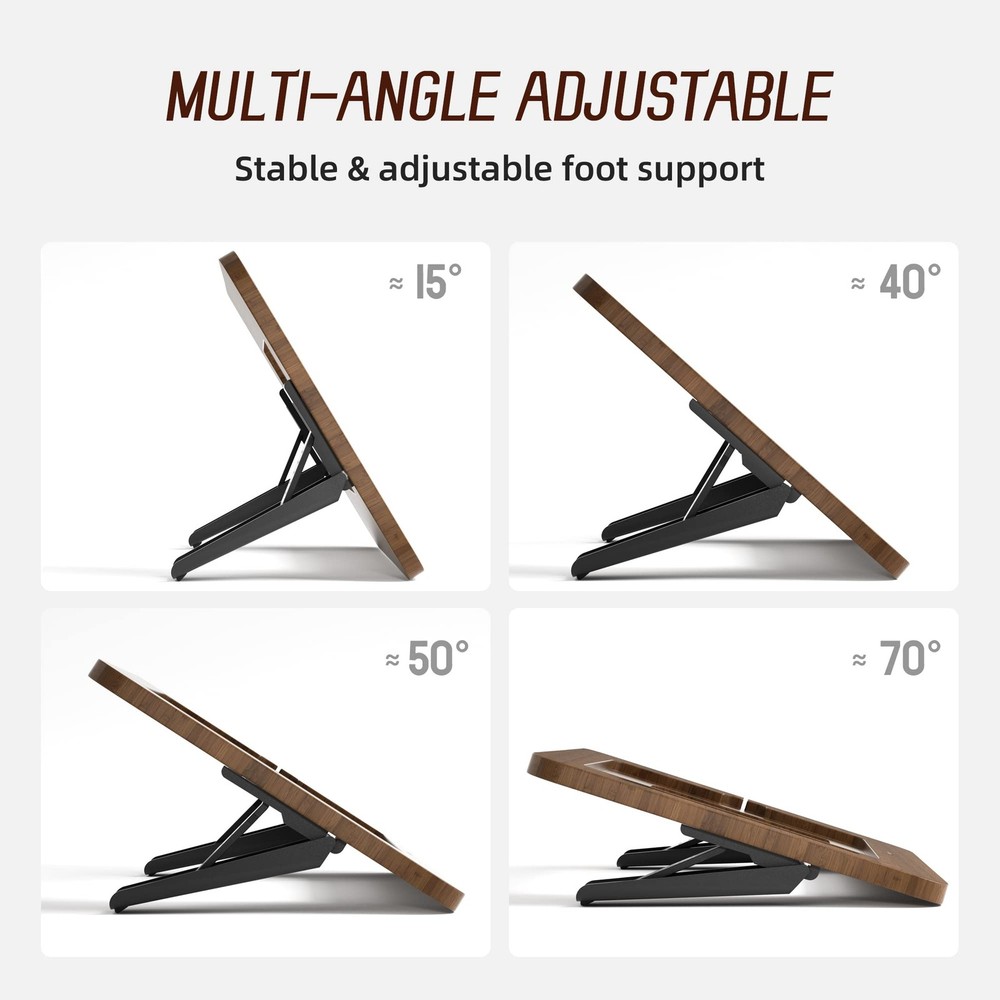 Bamboo Tablet Drawing Stand Tablet Holder - Portable & Adjustable 5 Angles,La...