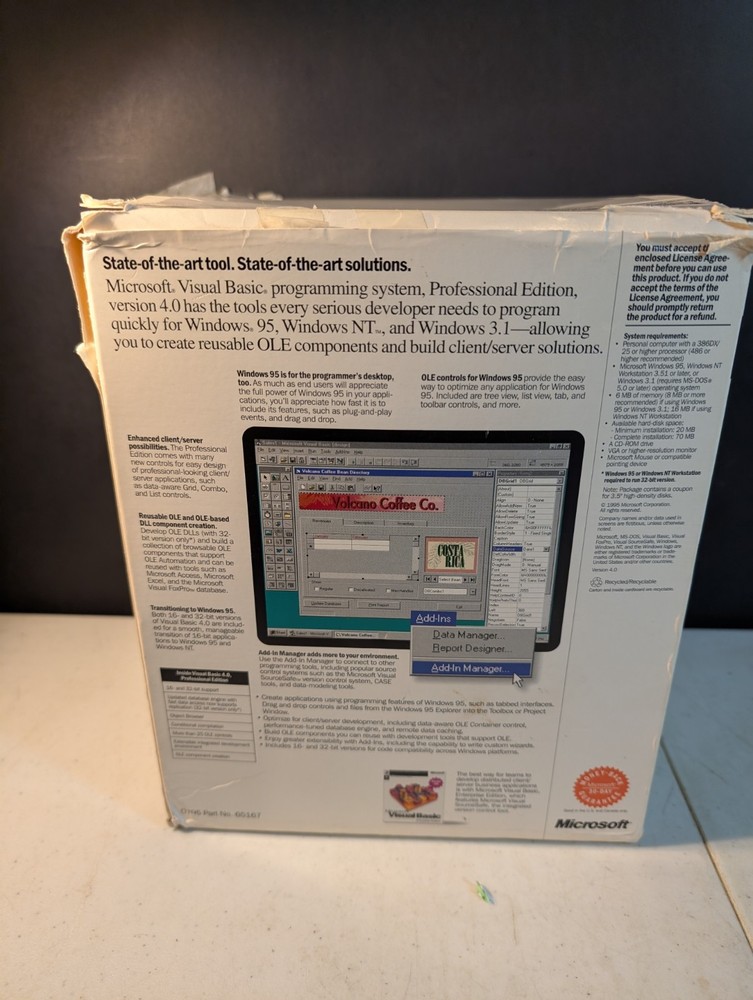 NEW* Microsoft Visual Basic 4.0 Enterprise Full Edition for Windows 3.1 95 NT