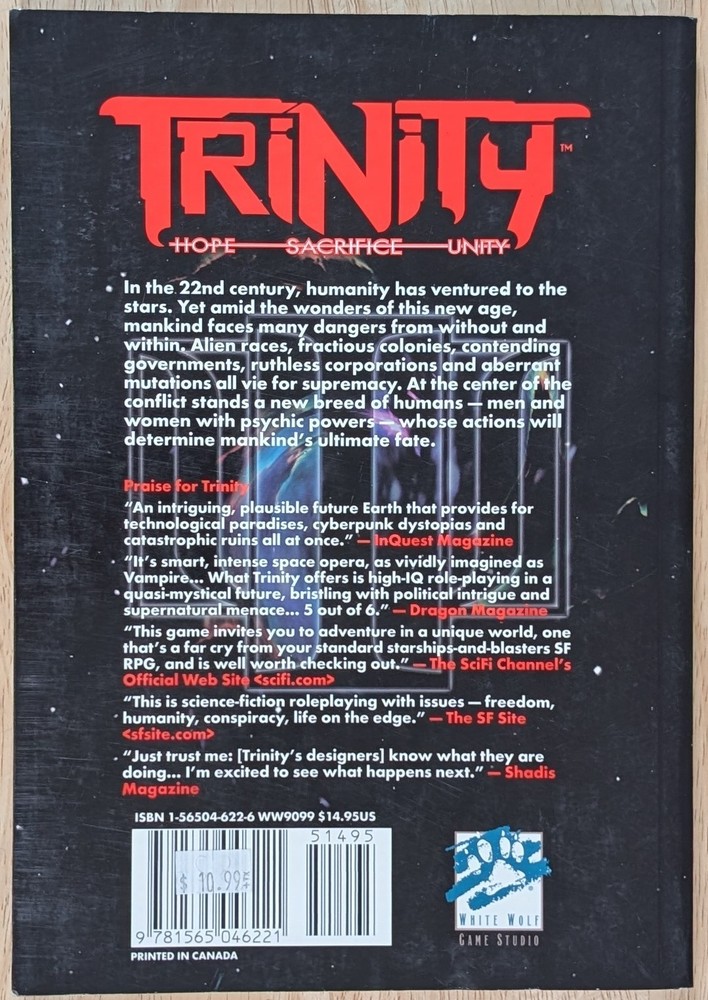 White Wolf Trinity Science Fiction Roleplaying Softcover VG+