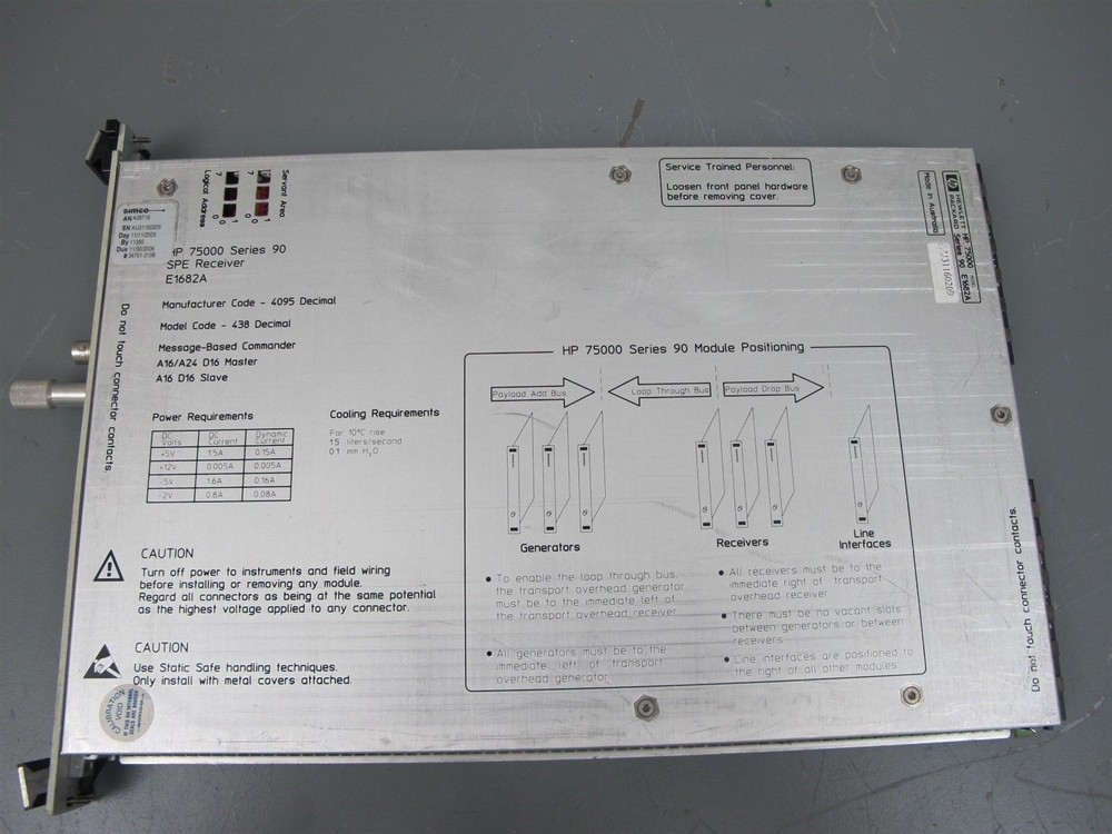 Hewlett Packard HP E1628A Sonet / SDH SPE Receiver VXI Module