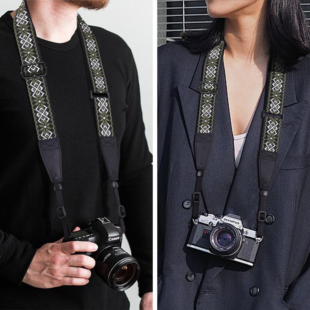 Adjustable Camera Strap - 1.5" Full Grain Leather Ends Camera Straps for Phot...