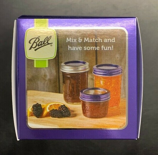 Purple Ball Design Series 6 Lids With Bands Regular Mouth