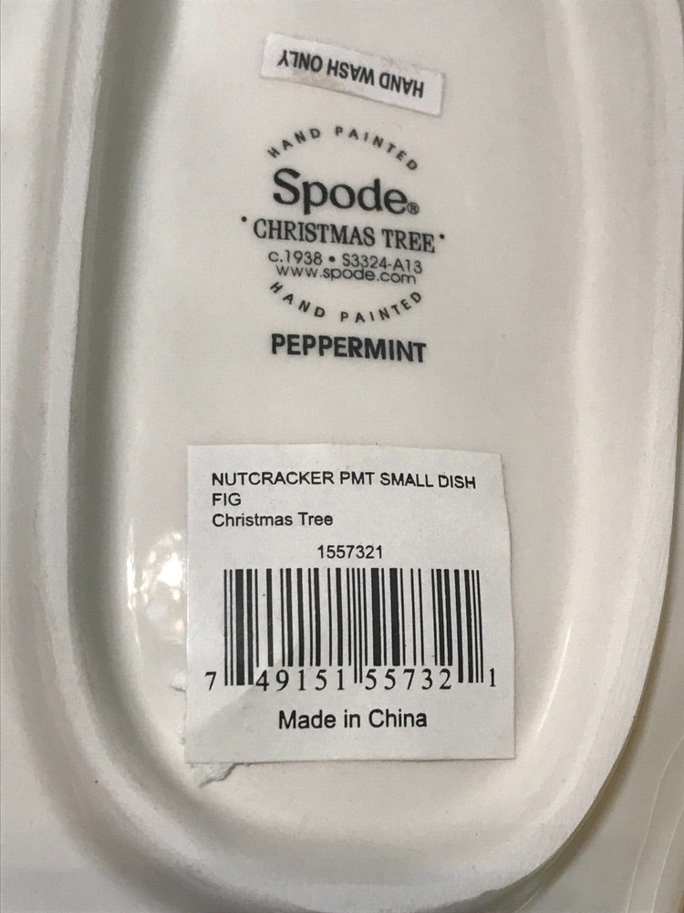 CHRISTMAS TREE SPODE SANTA NUTCRACKER PEPPERMINT SMALL DISH 10" X 5.25"