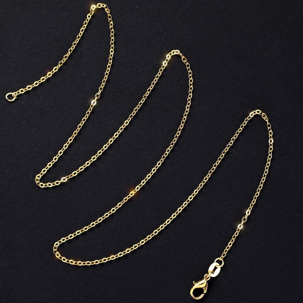 50 Pack Silver Plated Necklace Chains Bulk Cable Chain