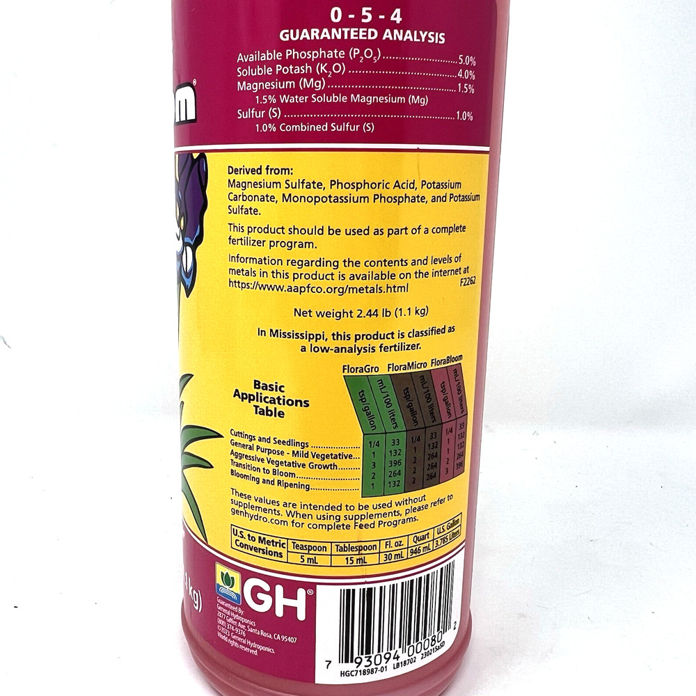 General Hydroponics FloraBloom 0-5-4 / 1 Quart