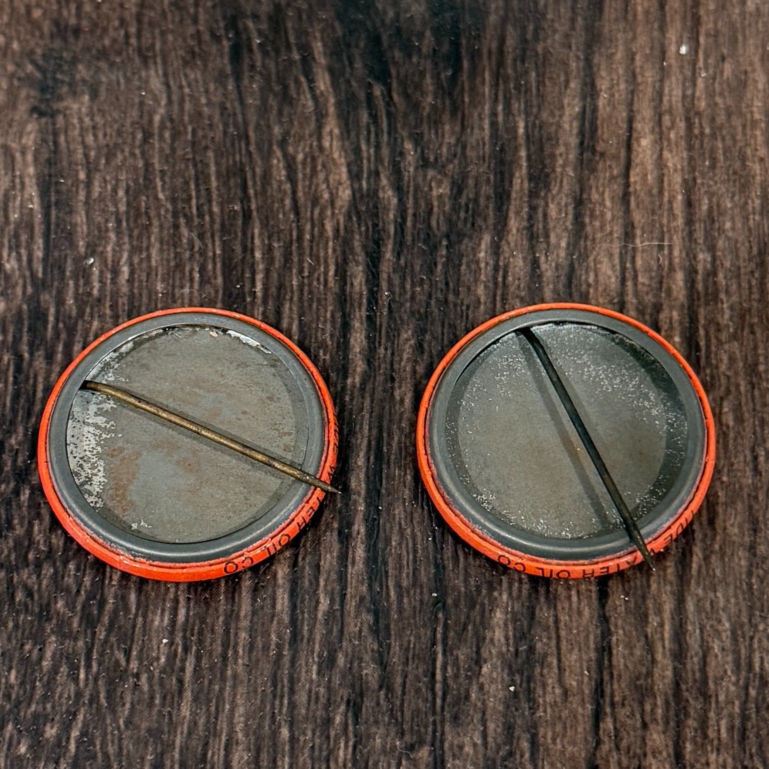 (Lot of 2) Tydol Veedol Flying A Quality Gas & Oil Pin Back Button 1.25"