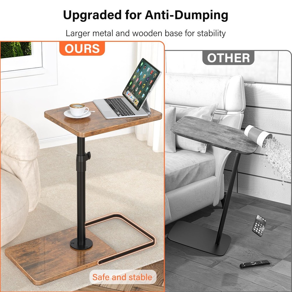 TV Tray Table for Couch - Adjustable Height & 360°Swivel Panel Design，Larger ...