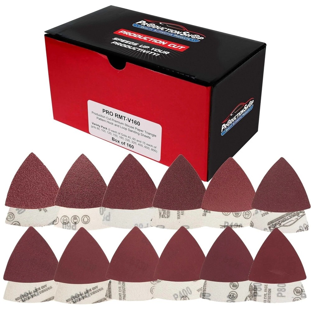 160 Pack Triangle Mouse Detail Sander Sandpaper Sheets Assorted Grits Oxide