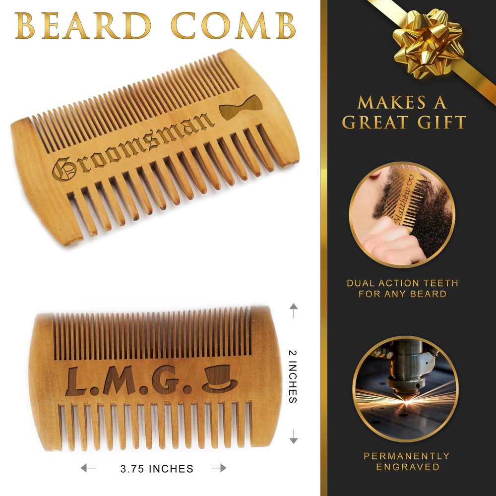 Customizable Bamboo Beard Comb Personalized Gift
