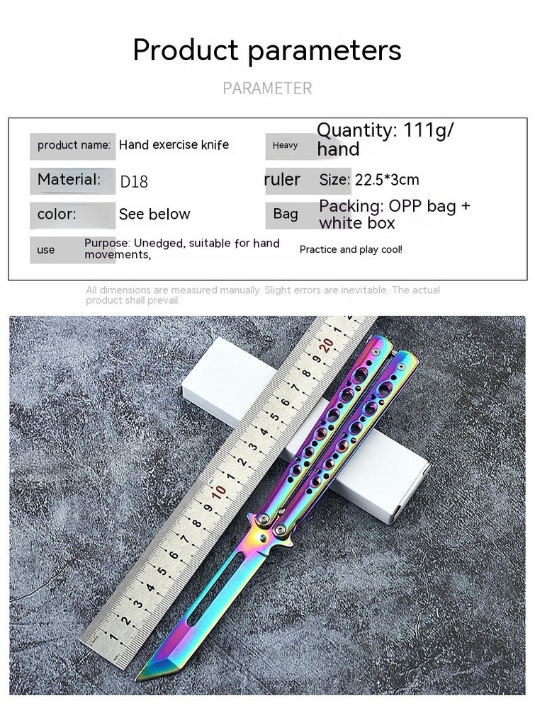 Foldable Metal Butterfly Practice Knife NON SHARP Trainer No Edge Knives