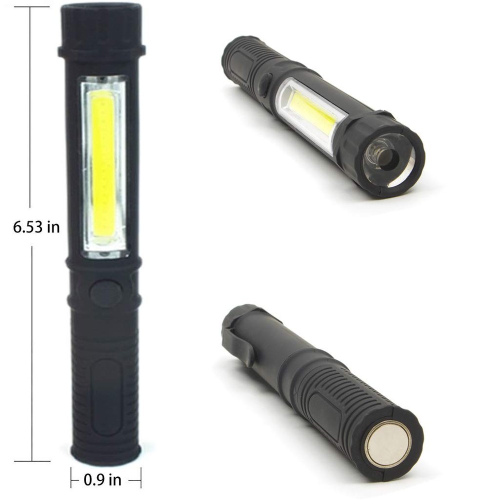 COB LED Work Flashlight with Magnetic Base and Clip Multi-Function Pocket Pen...