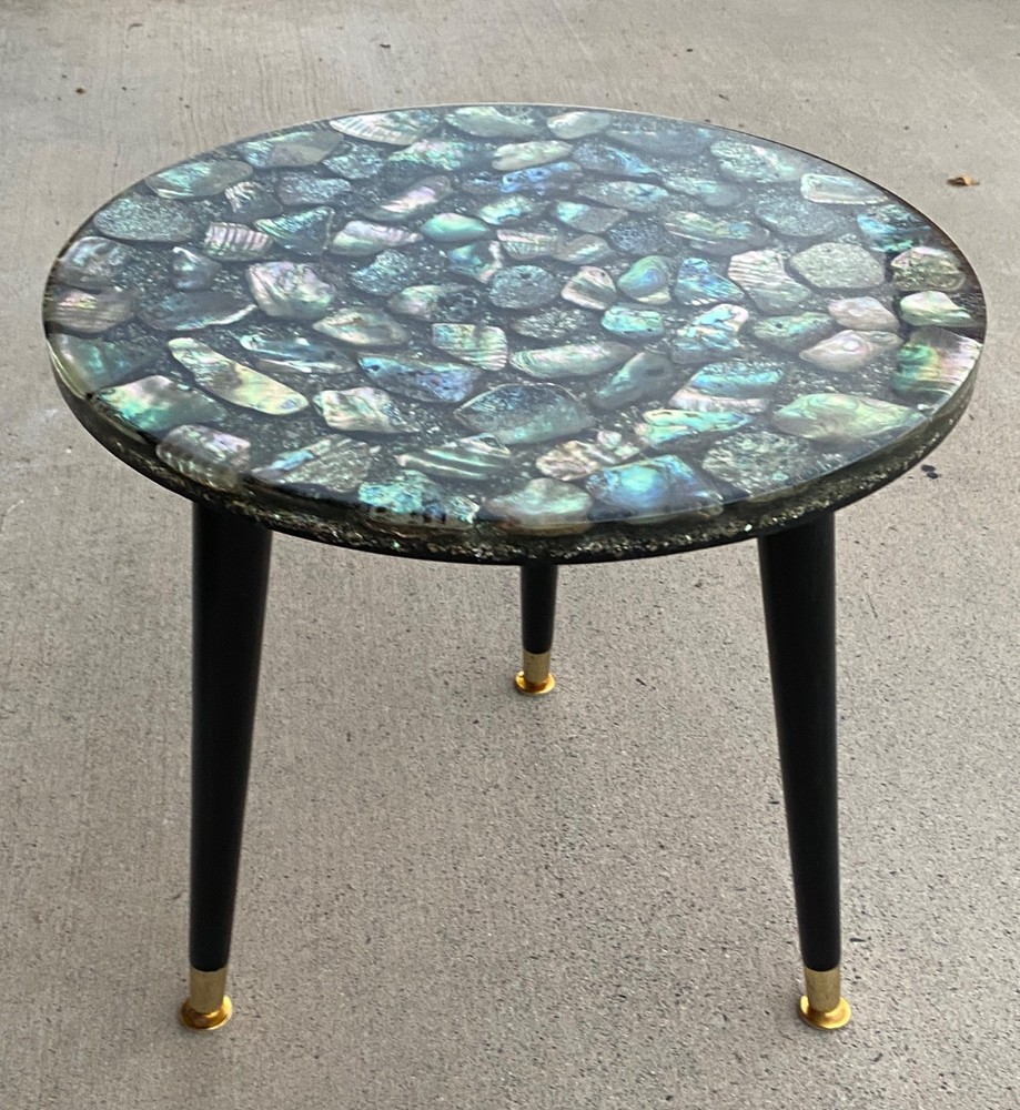 MCM Custom Handmade Large Abalone Shell Side Table Stunning Rare
