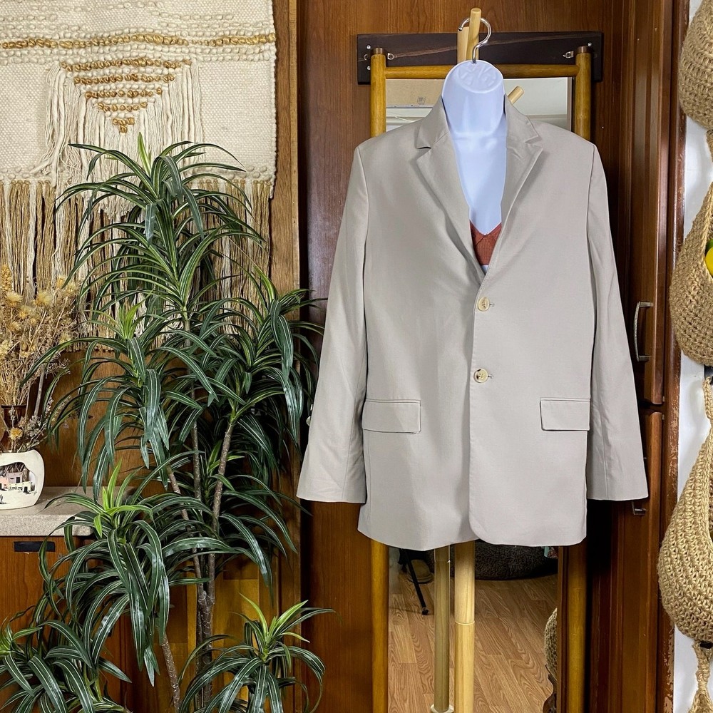 Zara Beige Blazer Womens Small Wool Blend 2 Button Work Office Classic Jacket