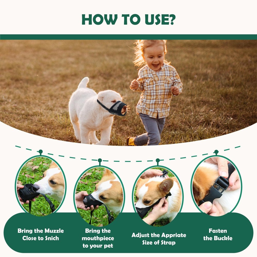 Soft Dog Muzzle for Medium Dogs | Prevent Biting, Barking, Chewing, Panting