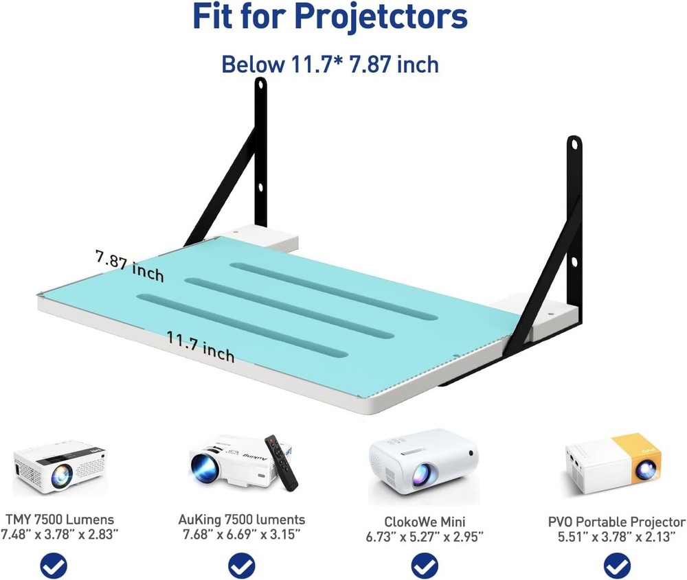 Projector Wall Mount Bracket for Small Mini Projectors Cable Box Router Shelf