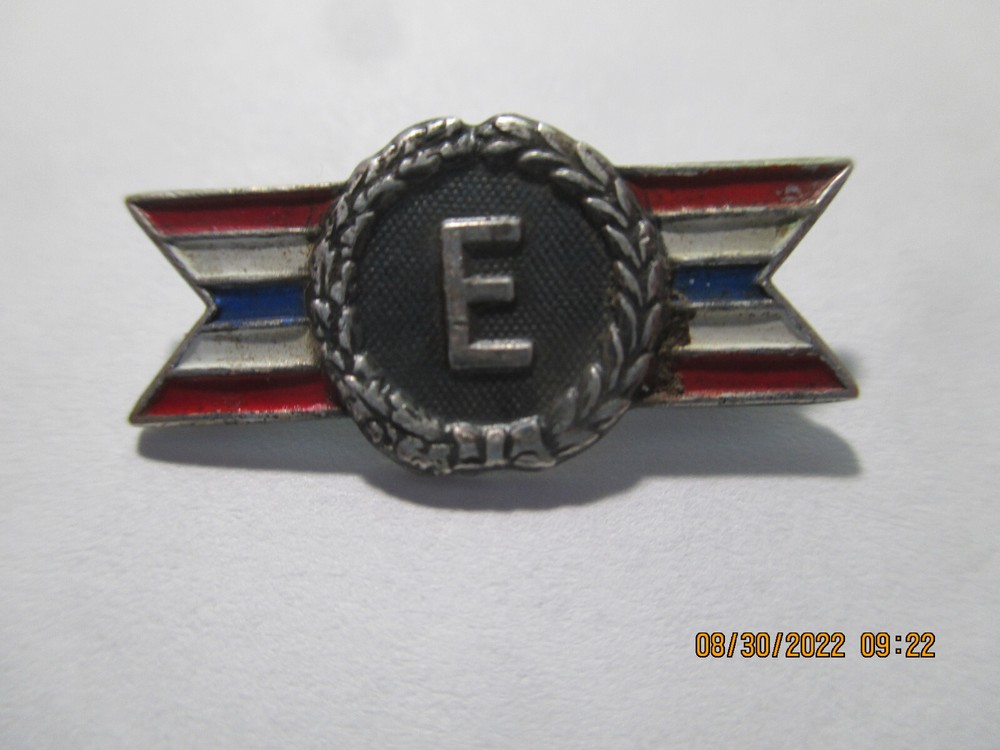 Sterling Army Navy Production "E" Award Pin World War II