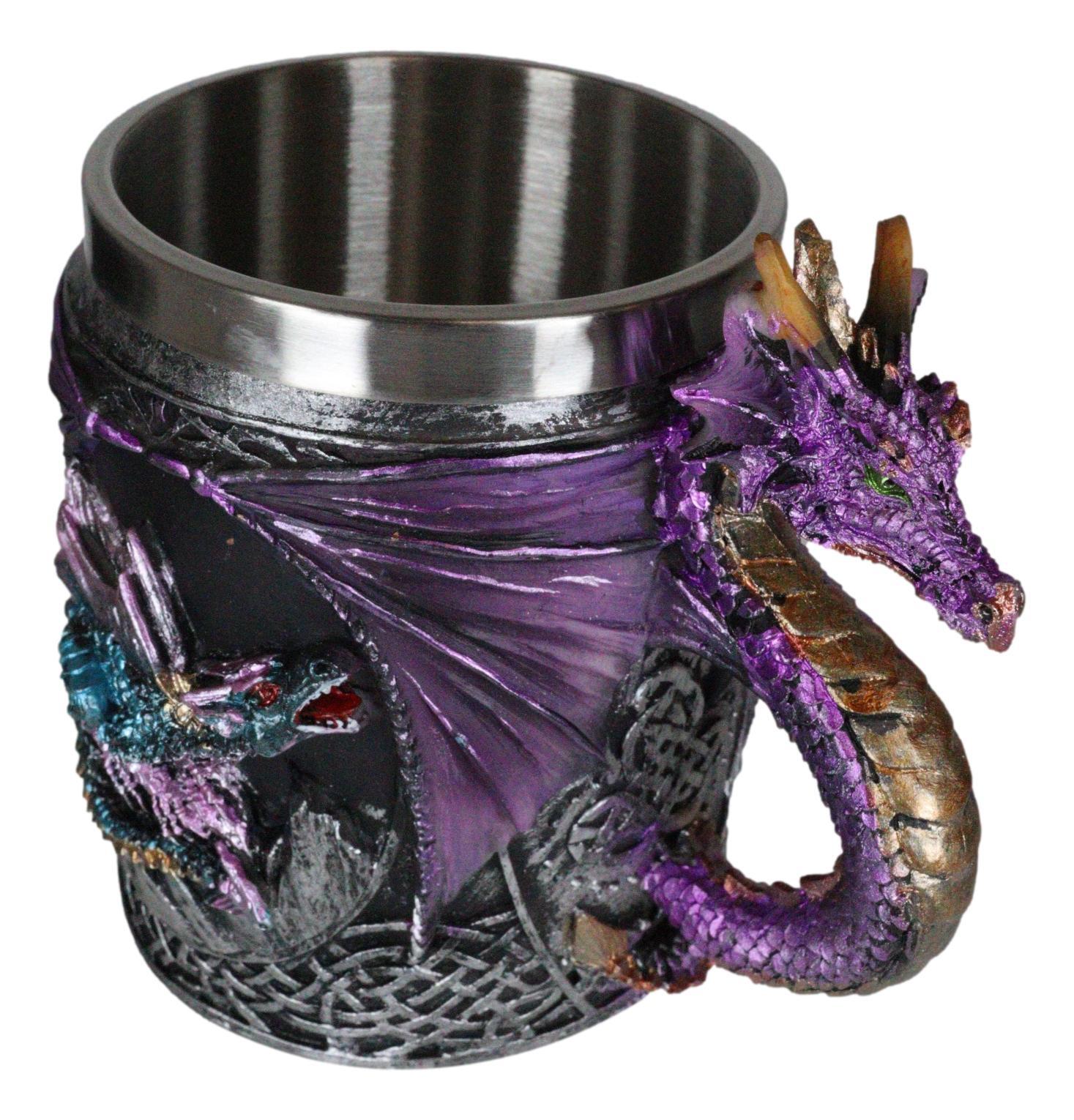 Ebros Conception Blue Fire Purple Dragon Beer Stein Tankard Coffee Cup Mug 12oz