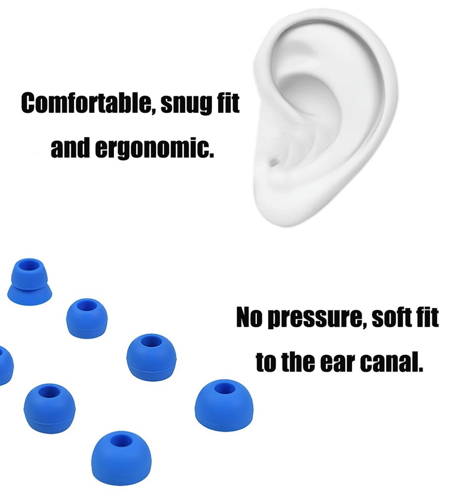 Replacement Silicone Ear Tips Earbuds Buds Set Compatible with small, Blue
