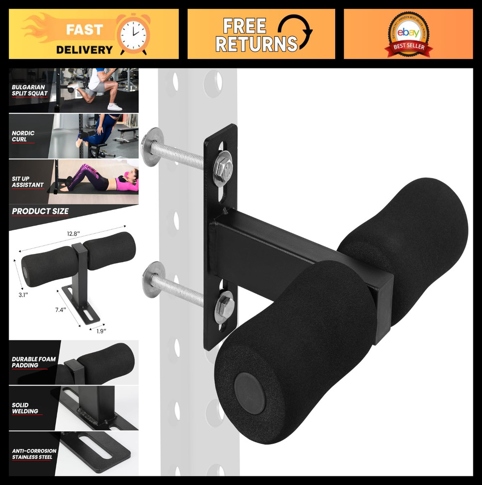 Hamstring Curl Squat Rack Attachment - Sit Up Assistant, Abdominal Core Trainer,