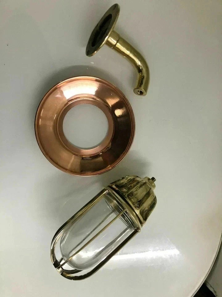 Nautical Marine Solid Brass Passageway Ship Bulkhead Light - Copper Shade 3pcs