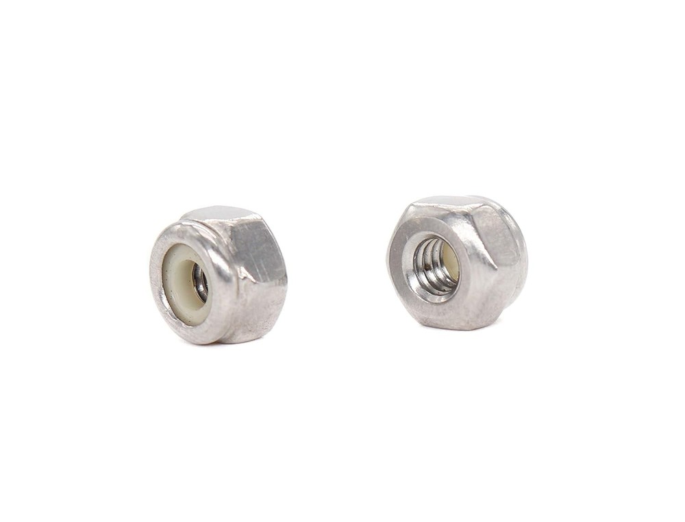 binifiMux 100pcs 10-24 Nylock Self Lock Nuts Nylon 100pcs, Silver Tone