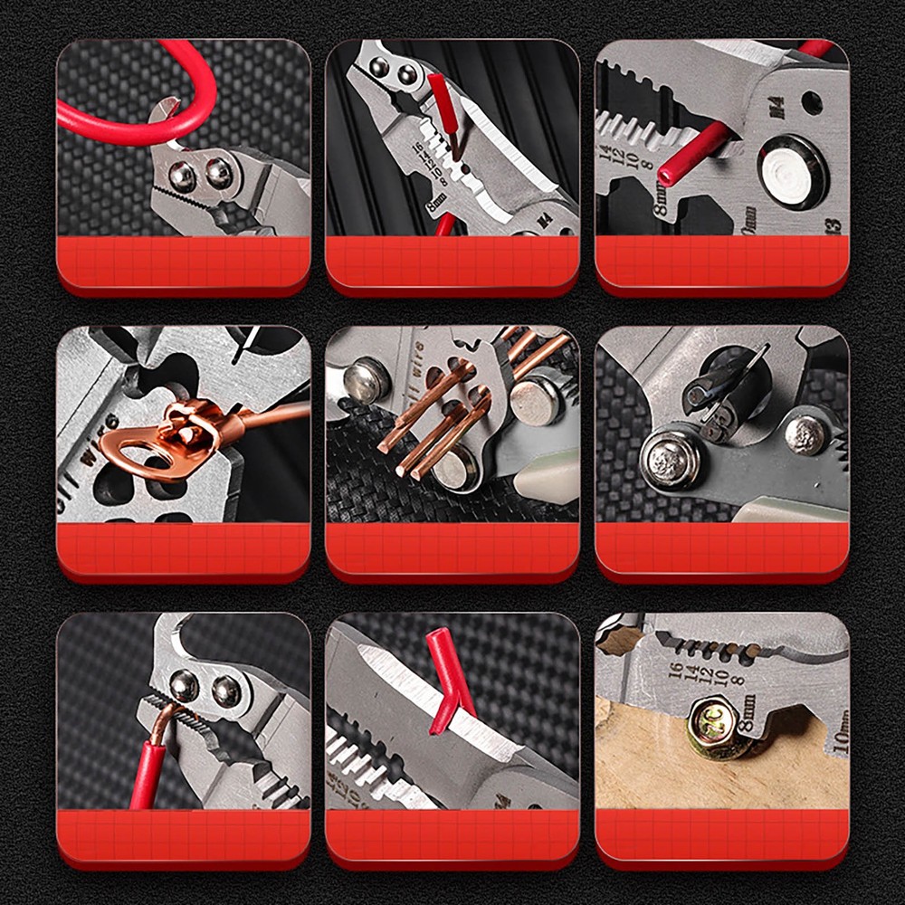 18 in 1 Multifunctional Foldable Wire Stripper Crimper Cable Cutter Pliers