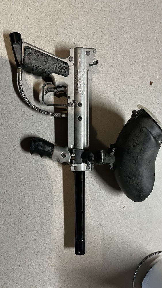 Tippmann 98 Custom Silver Paintball Marker with Hopper Loader