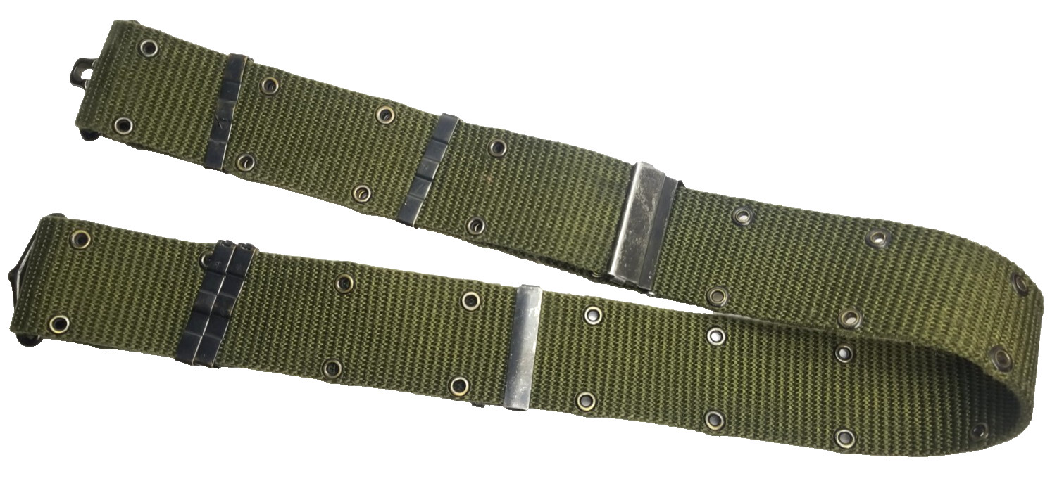 USGI Military Vintage Nylon OD Green Pistol Web Belt Brass Buckle Large