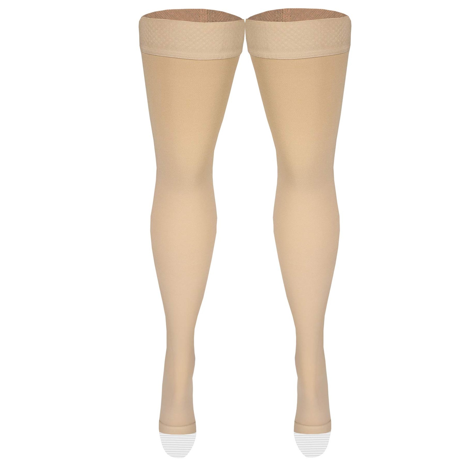 Amazon Basic Care Compression Stockings 20-30 mmHg, Open Toe, Thigh Length, Med