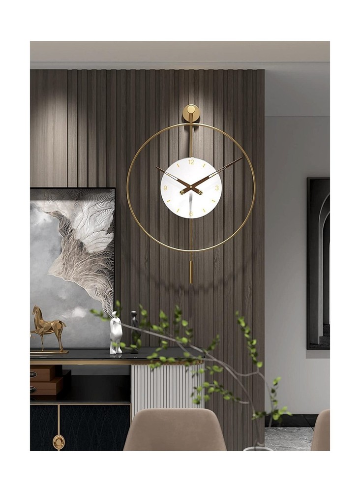 SHISEDECO Classical Large Pendulum Wall Clock, Decorative and Metal Frame, wi...