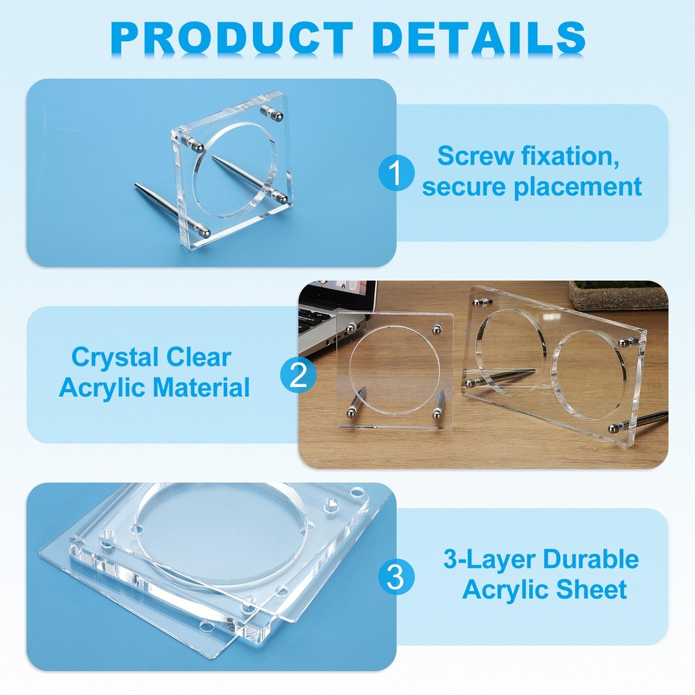 2.3" Acrylic Coin Display Frame 3D Floating Display Case Holder 4 Slots