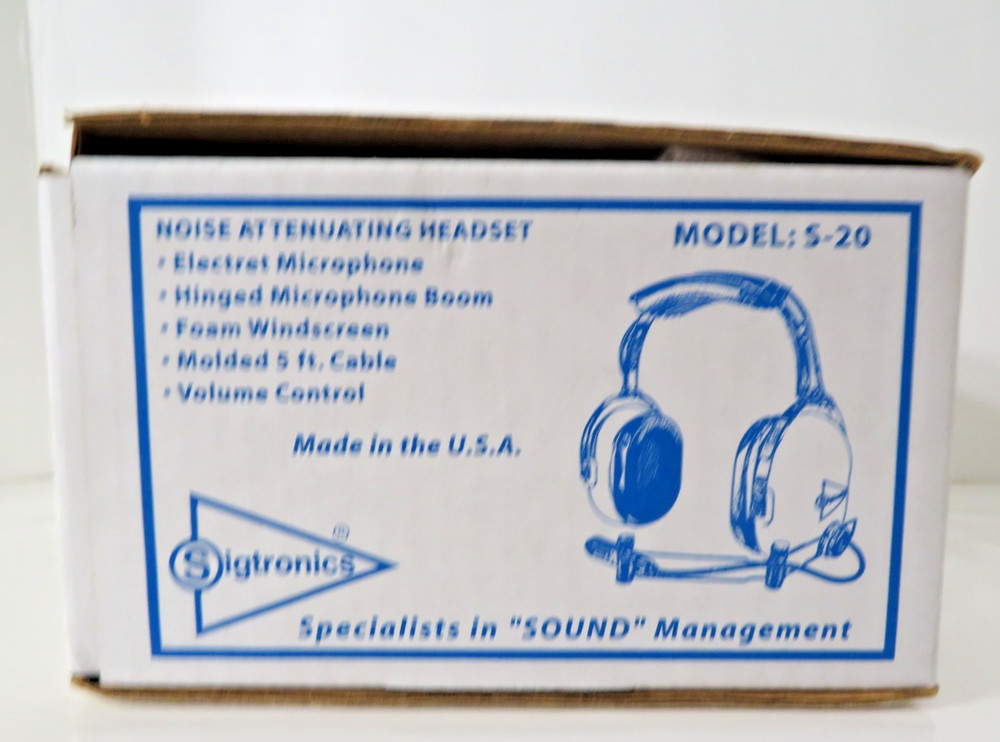 Sigtronics Model S-20 Aviation Pilots Noise Attenuating Headset Blue Untested
