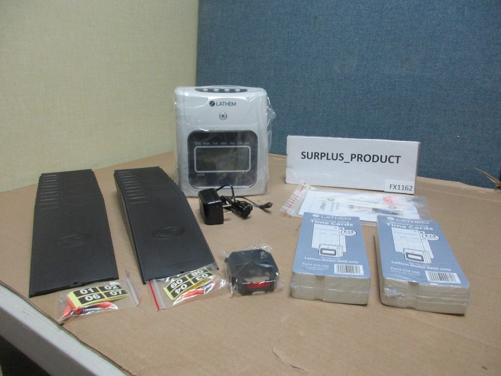 LATHEM 400E TOP FEED ELECTRONIC TIME CLOCK KIT- CARD PUNCH/STAMP-OPEN BOX