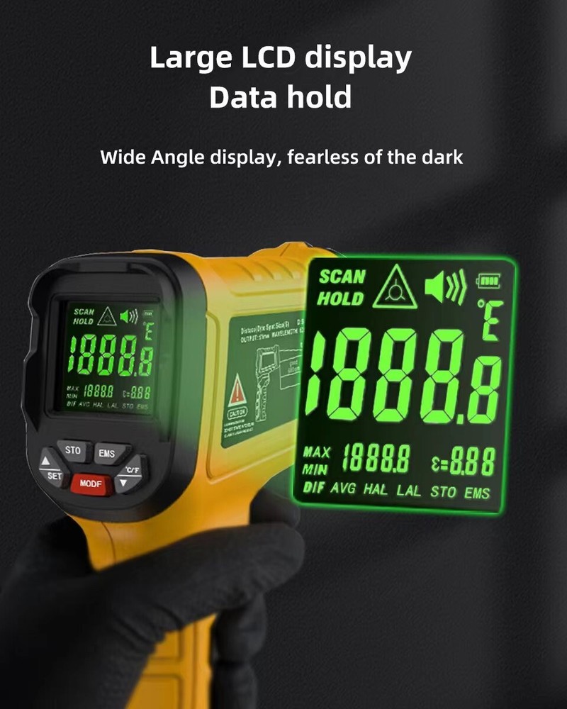 BSIDE H3 Digital Infrared Thermometer Laser IR LCD Temperature Meter Pyrometer