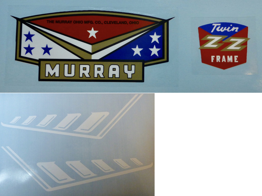 Murray Twin ZZ Tricycle Fender Bezel Deck Decal Set