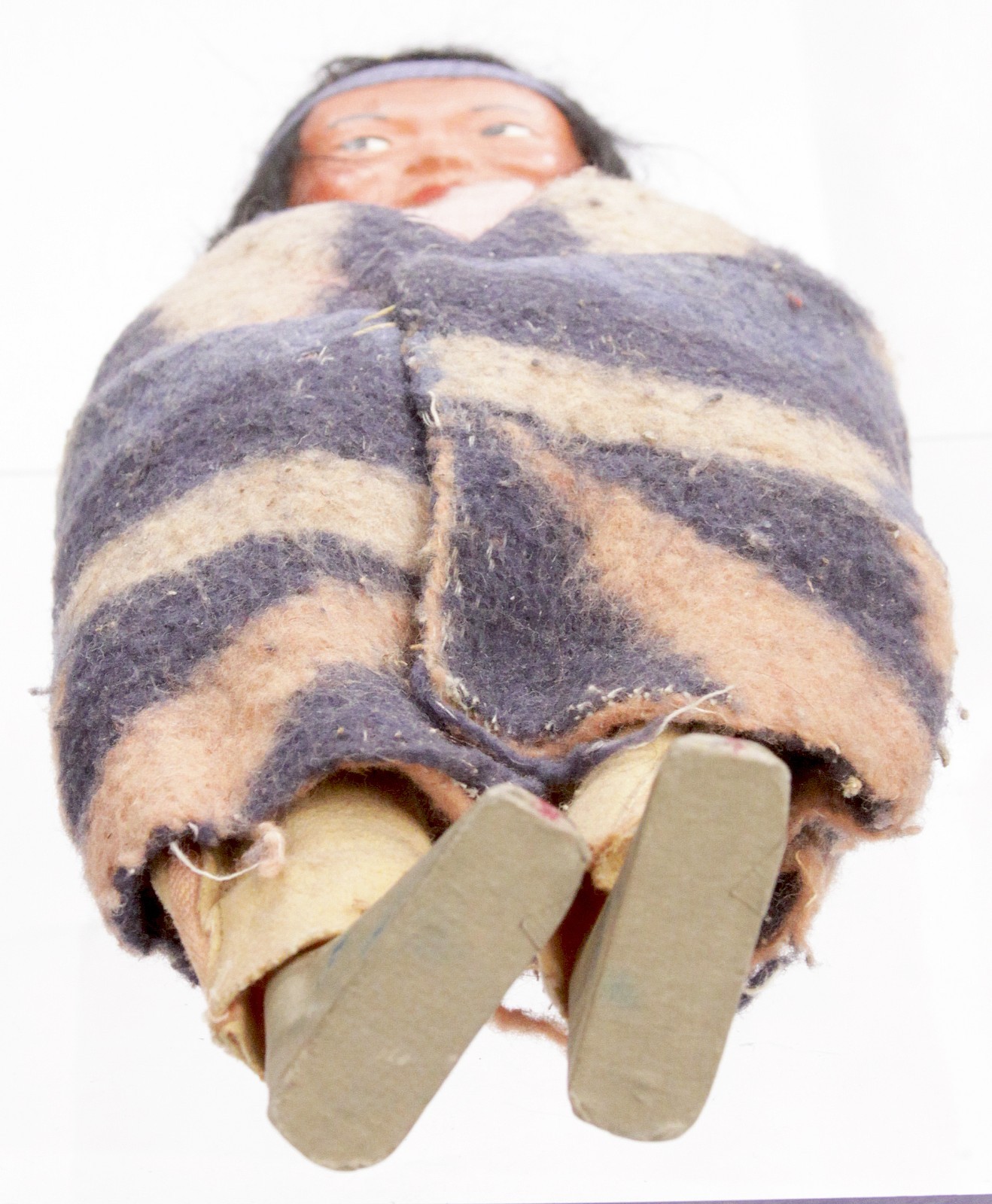Antique Handmade Native American Navajo Skookum Bully Doll Wrapped in Blanket