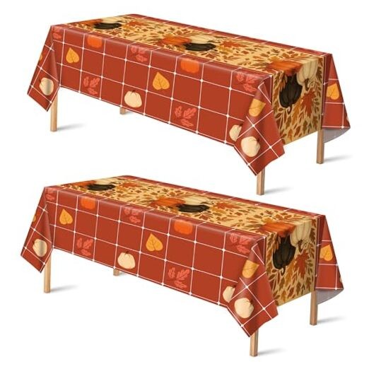 Fall Decorations for Home - Plastic Disposable Fall Tablecloth | Autumn Orange