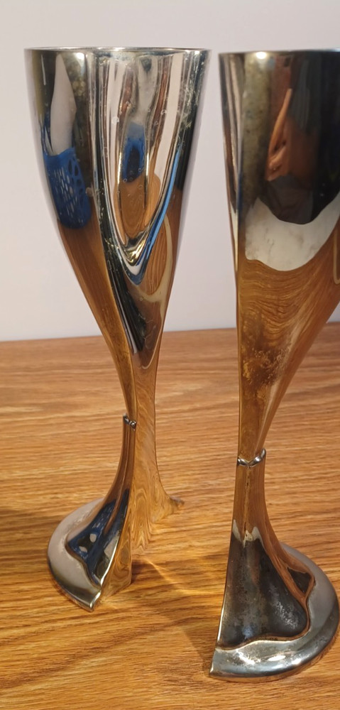 Silver Plated Celebration Cup Split Chalice Goblet 8.5" Tall